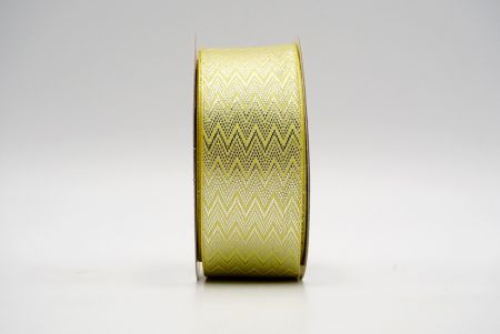 Wstążka w żółto-srebrne wzory w kształcie zygzaka_K1767-472